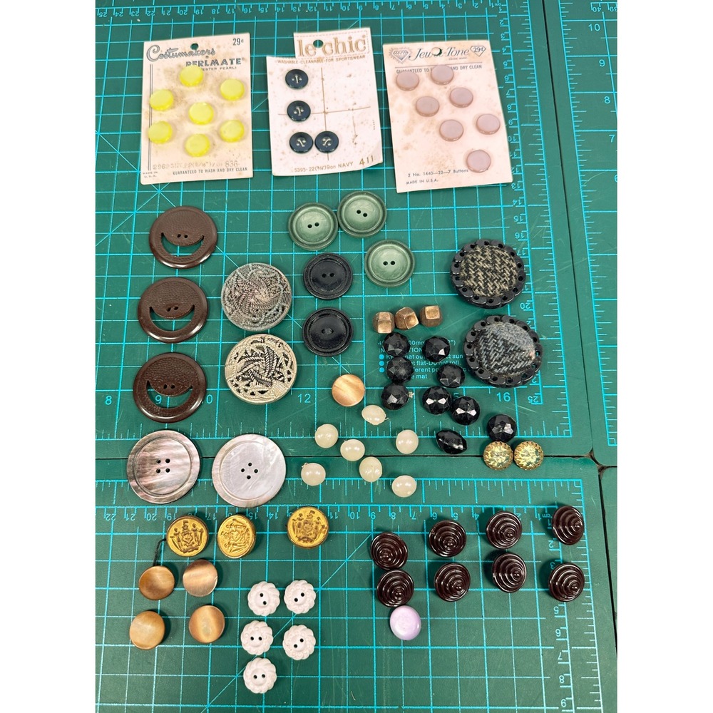 Vintage Sewing Button Lot Carded Costumakers MCM Uniform Novelty Craft Costume